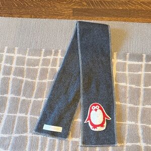 Gray Scarf with Penguin Design